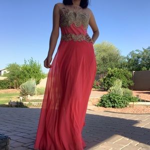 Long prom dress size medium color pinkish brand unknown